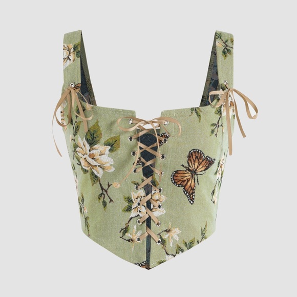 Cider Floral Lace-Up Corset Top - Picture 10 of 13